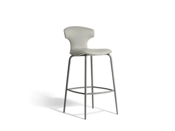MONTERA MAS - High leather stool with back by Poltrona Frau - view 2